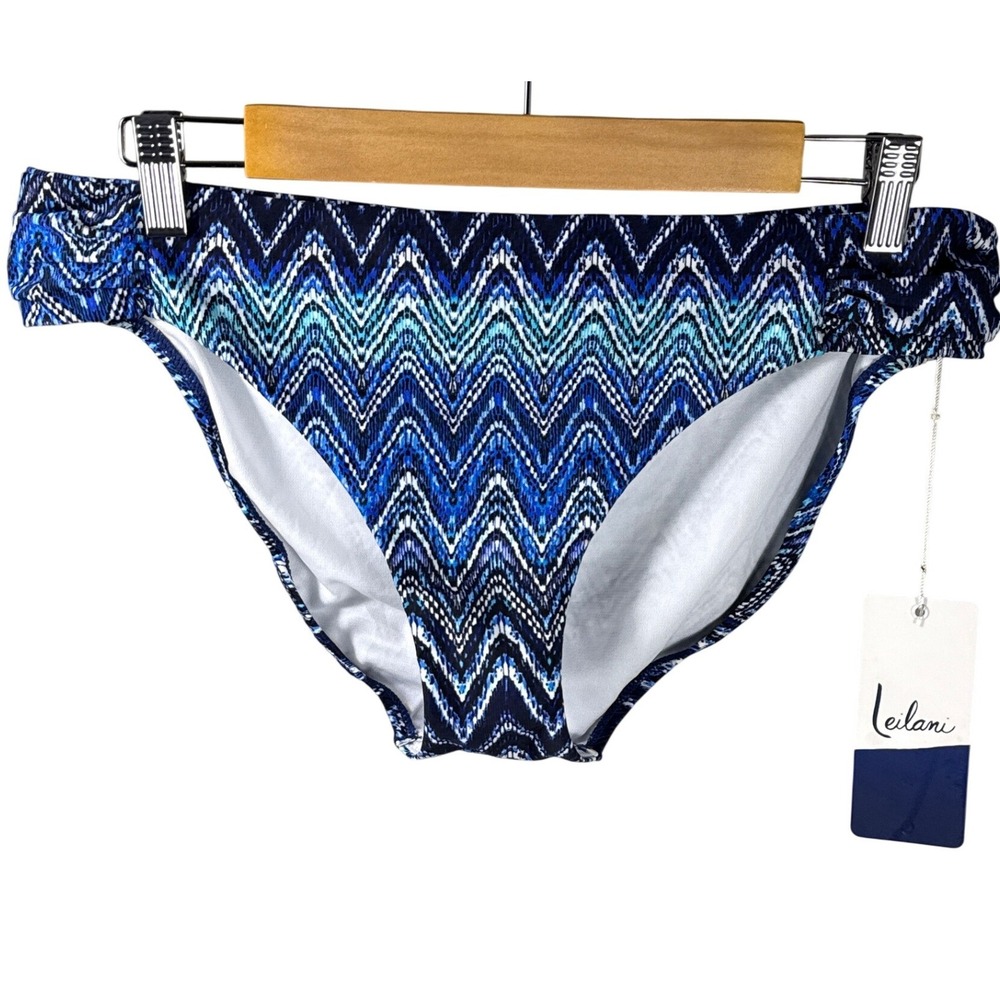 Leilani Womens Blue‎ Chevron Zig Zag Bikini Bottom Swimwear Size 14 New